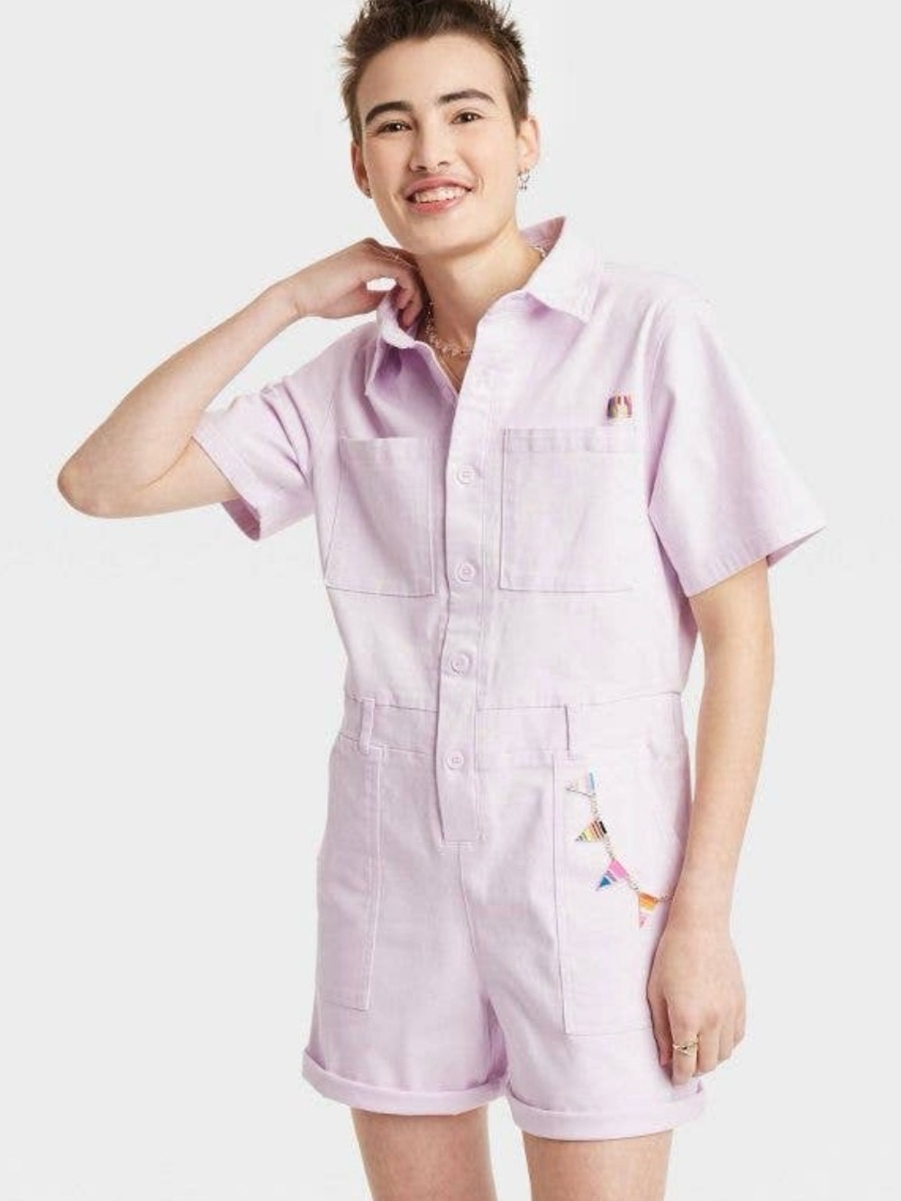 Light Lavender Short Sleeve Romper Jumpsuit - Women